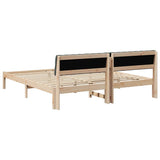 Bed frame Brown and dark grey 180 x 200 cm Solid pine wood - Close-Up Angle