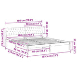Bed frame Brown and dark grey 180 x 200 cm Solid pine wood - Extra Image