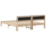 Bed frame Brown and dark grey 180 x 200 cm Solid pine wood - Close-Up Angle