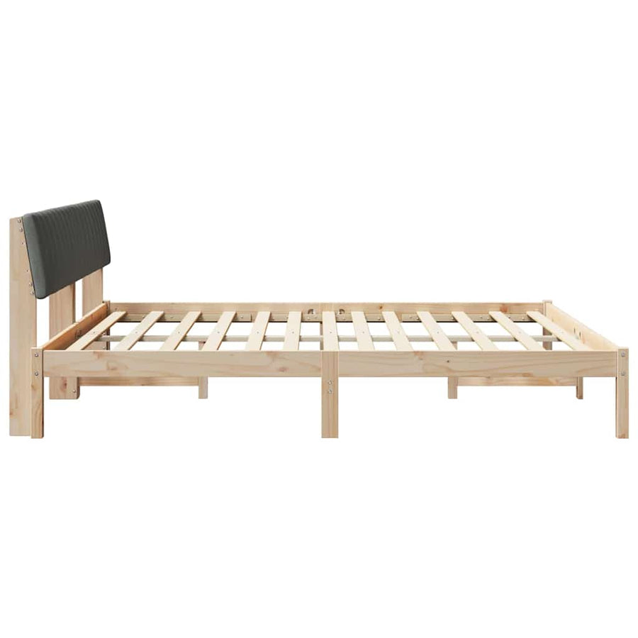 Bed frame Brown and dark grey 180 x 200 cm Solid pine wood