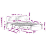 Bed frame Brown and dark grey 180 x 200 cm Solid pine wood - Extra Image