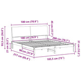 Bed frame Brown and dark grey 180 x 200 cm Solid pine wood - Extra Image