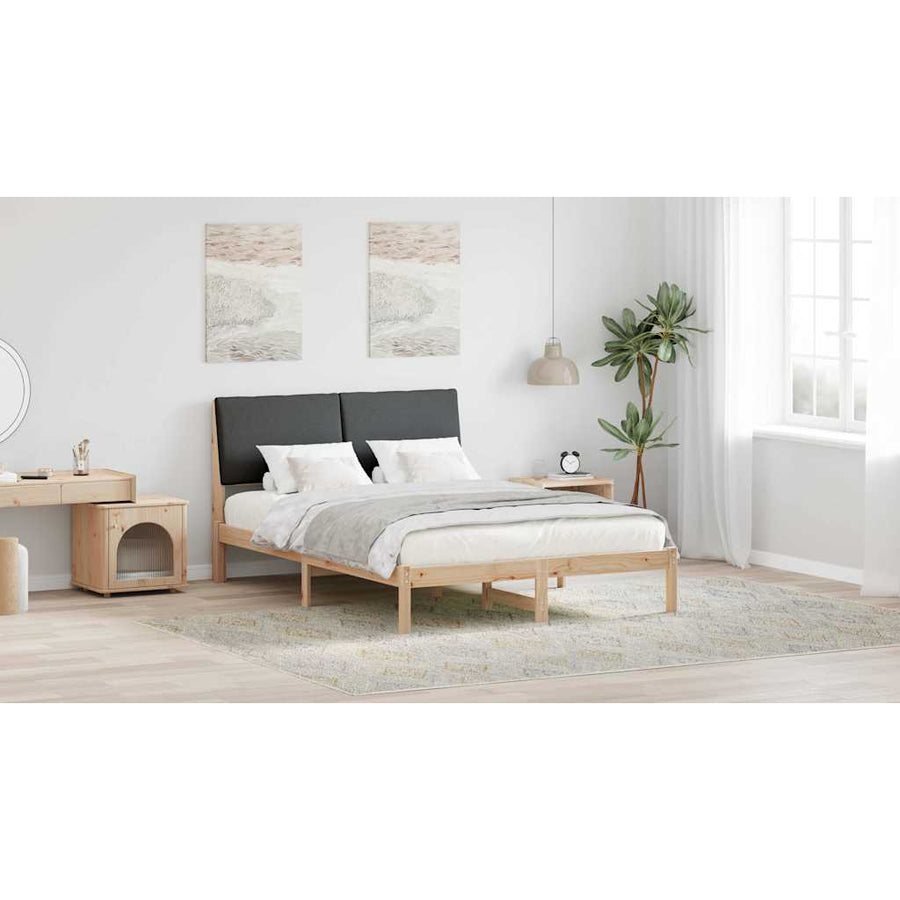 Bed frame Brown and dark grey 150 x 200 cm Solid pine wood