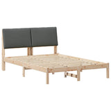 Bed frame Brown and dark grey 150 x 200 cm Solid pine wood