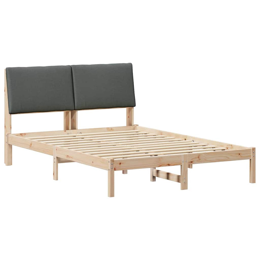 Bed frame Brown and dark grey 150 x 200 cm Solid pine wood