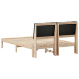 Bed frame Brown and dark grey 150 x 200 cm Solid pine wood - Close-Up Angle