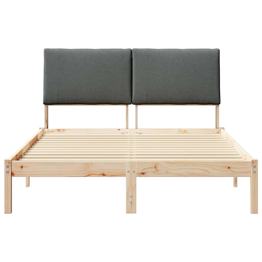 Bed frame Brown and dark grey 150 x 200 cm Solid pine wood