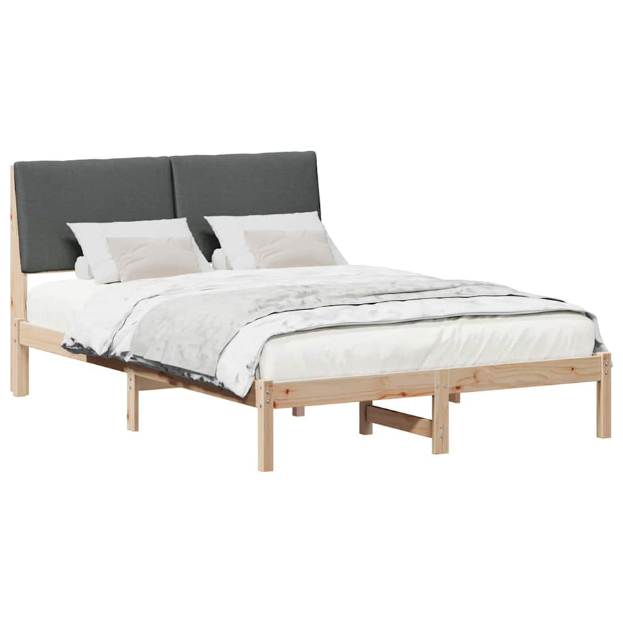 Bed frame Brown and dark grey 150 x 200 cm Solid pine wood