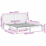 Bed Frame with Headboard Brown 180 x 200 cm Solid Pine Wood - Extra Image