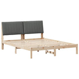 Bed Frame with Headboard Brown 150 x 200 cm Solid Pine Wood - Front View