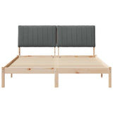 Bed Frame with Headboard Brown 150 x 200 cm Solid Pine Wood - 45-Degree Angle