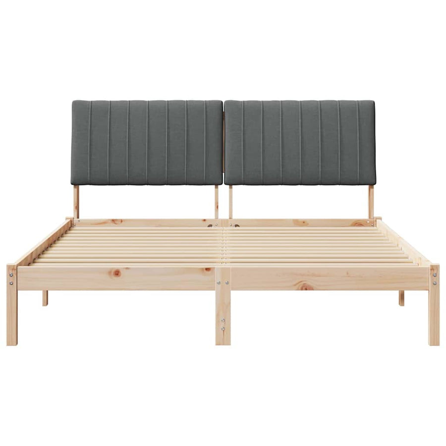 Bed Frame with Headboard Brown 150 x 200 cm Solid Pine Wood