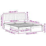 Bed Frame with Headboard Brown 150 x 200 cm Solid Pine Wood - Extra Image