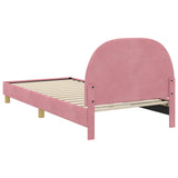 Kids'Bed Frame with Headboard Pink 90 x 190 cm Velvet - Close-Up Angle