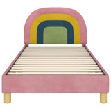 Kids'Bed Frame with Headboard Pink 90 x 190 cm Velvet - 45-Degree Angle