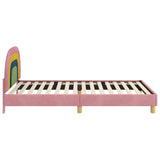 Kids'Bed Frame with Headboard Pink 90 x 190 cm Velvet - Rear View