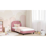 Kids'Bed Frame with Headboard Pink 90 x 190 cm Velvet - Extra Image