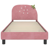 Kids'Bed Frame with Headboard Pink 90 x 190 cm Velvet - 45-Degree Angle