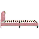 Kids'Bed Frame with Headboard Pink 90 x 190 cm Velvet - Rear View