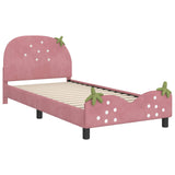 Kids'Bed Frame with Headboard Pink 90 x 190 cm Velvet - Top-Down View
