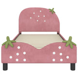 Kids'Bed Frame with Headboard Pink 90 x 190 cm Velvet - 45-Degree Angle