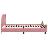 Kids'Bed Frame with Headboard Pink 90 x 190 cm Velvet - Rear View