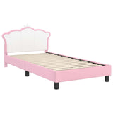 Kids'Bed Frame with Headboard Pink 90 x 190 cm PU - Top-Down View