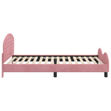 Kids'Bed Frame with Headboard Pink 90 x 190 cm Velvet - Rear View