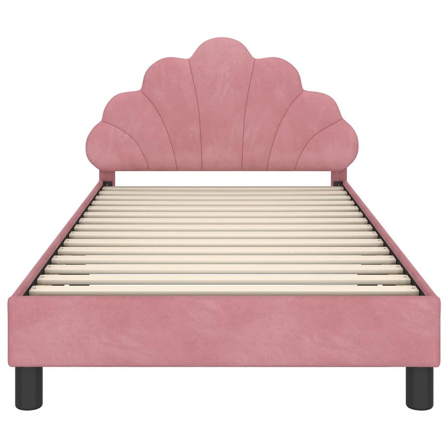 Kids'Bed Frame with Headboard Pink 90 x 190 cm Velvet