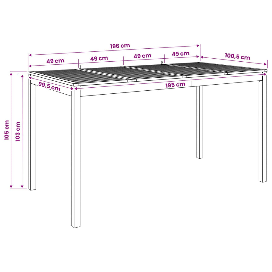 Garden Bar Table LAREN Natural 196 x 100 x 105 cm