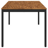 Garden Dinner Table Natural and Black 196 x 100.5 x 75 cm - Side View