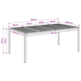 Garden Dinner Table Natural and Black 196 x 100.5 x 75 cm