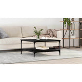 Coffee Table Black oak 80 x 80 x 40 cm Engineered Wood - Close-Up Angle