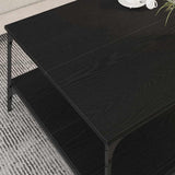 Coffee Table Black oak 80 x 80 x 40 cm Engineered Wood - Top-Down View