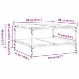 Coffee Table Black oak 80 x 80 x 40 cm Engineered Wood - Extra Image