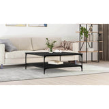 Coffee Table Black oak 100 x 100 x 40 cm Engineered Wood - Close-Up Angle