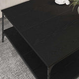 Coffee Table Black oak 100 x 100 x 40 cm Engineered Wood - Top-Down View