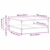 Coffee Table Black oak 100 x 100 x 40 cm Engineered Wood - Extra Image