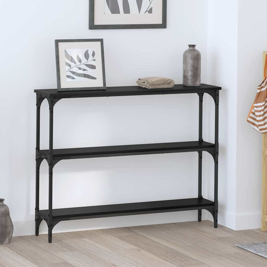 Console Table with Shelf Black oak 100 x 22.5 x 75 cm