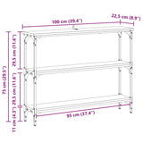 Console Table with Shelf Black oak 100 x 22.5 x 75 cm - Extra Image