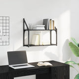 Wall Shelf with Shelf Black oak 60 x 21 x 51 cm Engineered Wood - Top-Down View