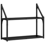 Wall Shelf with Shelf Black oak 60 x 21 x 51 cm Engineered Wood