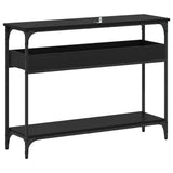 Console Table Black oak 100 x 29 x 75 cm Engineered wood - Close-Up Angle