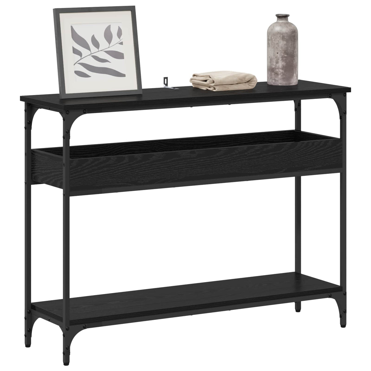 Console Table Black oak 100 x 29 x 75 cm Engineered wood