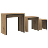 Nesting Coffee Table 3 pcs Artisan oak 60 x 35 x 56 cm - Front View