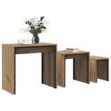 Coffee Table 3 pcs Artisan Oak 60 x 35 x 56 cm Engineered wood