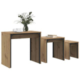 Nesting Coffee Table 3 pcs Artisan oak 60 x 35 x 56 cm - Side View
