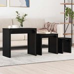 Coffee Table 3 pcs Black Oak 60 x 35 x 56 cm Engineered wood
