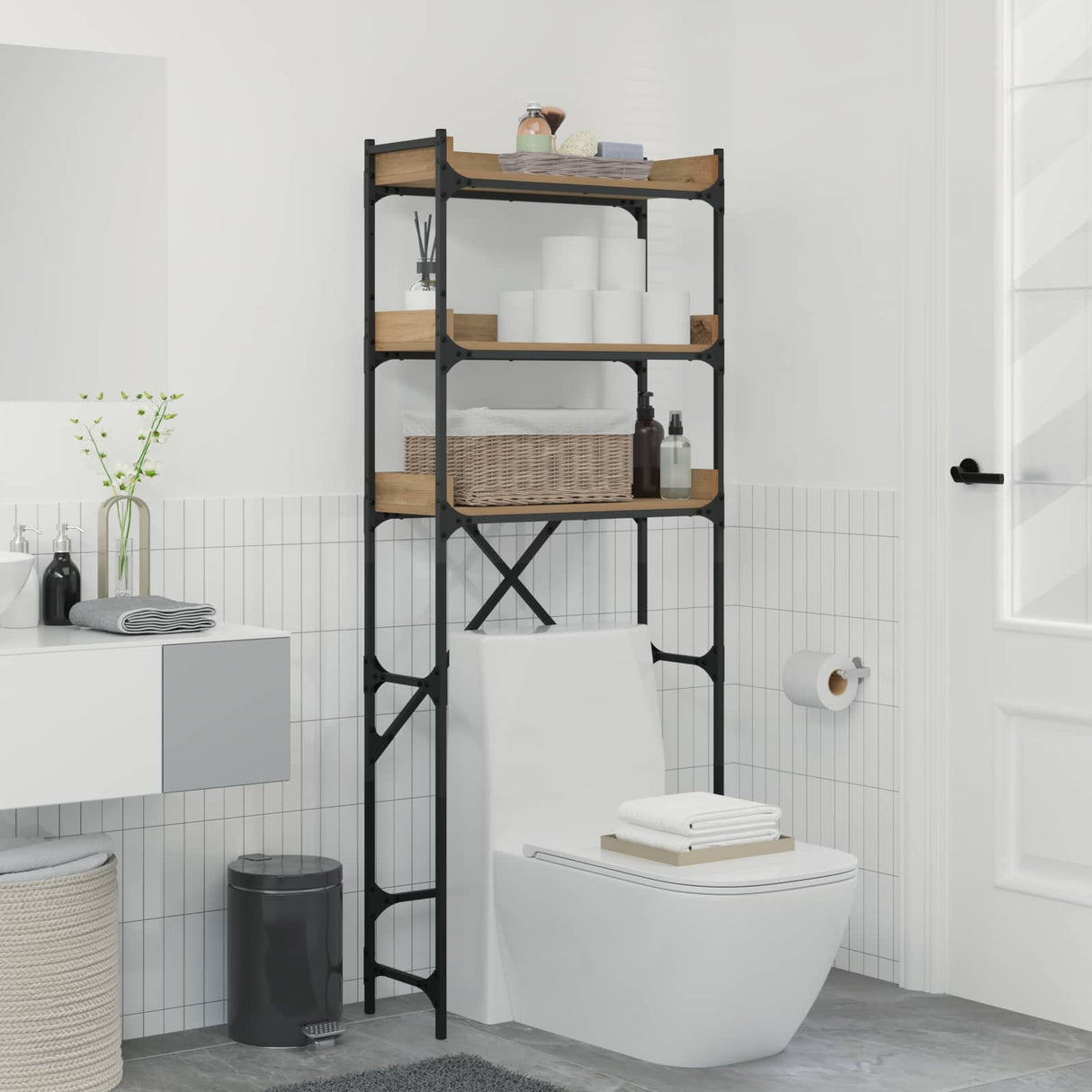 Washing Machine Shelf with Shelf Artisan Oak 67 x 25 x 163 cm