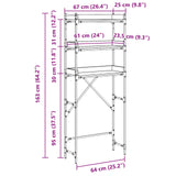 Washing Machine Shelf with Shelf Black 0ak 67 x 25 x 163 cm